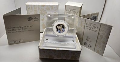 Royal Mint 2017 Silver Proof Beatrix Potter Tom Kitten 50p Coin in Original Holder