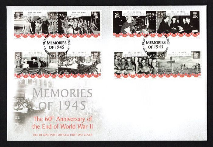 2005 Isle of Man 60th Anniversary of the End of World War II (Memories of 1945) Commemorative Stamps First Day Cover (FDC)