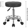 Leather Round Rolling Stool Swivel Height Adjustment Home Office Stool Drafting Lab Kitchen Massage Stools with wheels Office Chair (black) Image 3