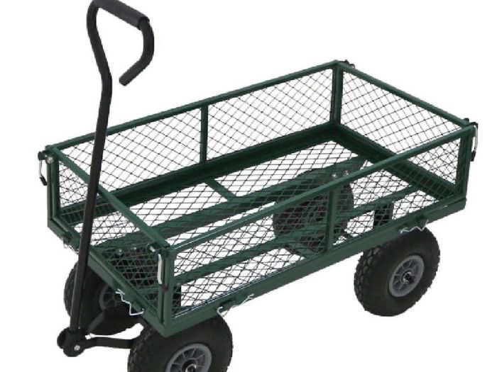 Heavy Duty Metal Green Garden Cart Utility Trolley NEW