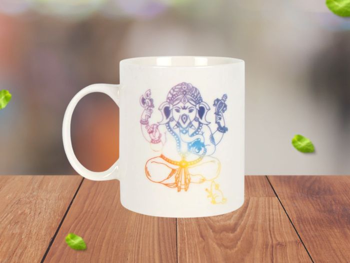 The Watercolour Rainbow Ganesh Elephant Headed God Mug