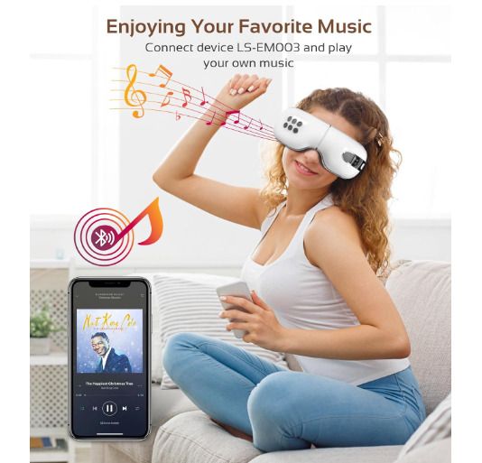 Eye Massager with Cooling Heat, Rechargeable Eye Massager with Smart Vibration Compress, Relieves Tension Improves Sleep