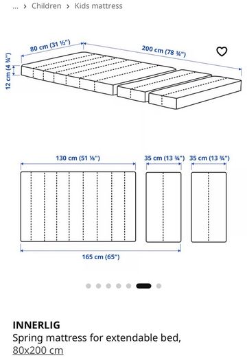 IKEA Pink Minnen Extendable Kids Bed and Mattress