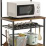NEW SALE | Kitchen Baker's Rack, Microwave Oven Stand with Storage Shelves, Industrial Coffee Bar Station, with Adjustable Wine Holders and S-Hooks Image 4
