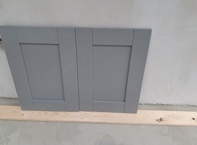 2 Dust grey ash pvc kitchen doors 495mm wide, hinges pre drilled