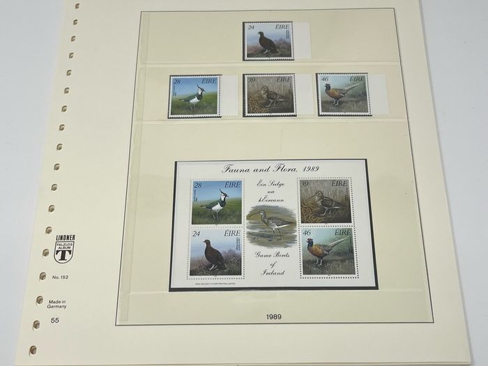 1972-91 Ireland Mint Never Hinged Stamp Collection in Lindner Album. Contained on 56 Lindner Album Pages. 58 Images.