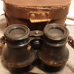 vintage binoculars and case