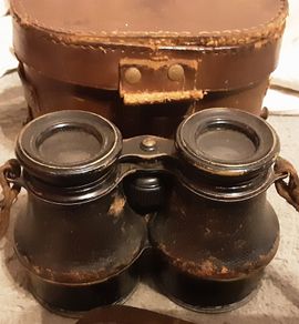 vintage binoculars and case