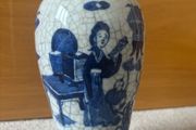 Antique Blue White Chinese Crackle Glaze Vase Brown Chenghua Nian Zhi Mark
