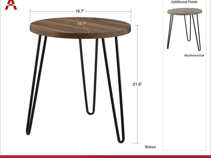 Dorel Owen Retro Round End Table- Grey Oak - 3613307COMUK