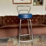 Mid 1959s Art Deco Inspired Chrome Bar Stool with Original Seat Top Image 2