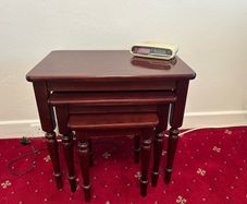 nest of tables, light mahogany square.