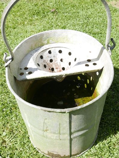 Vintage Galvanized Mop Bucket Garden Planter