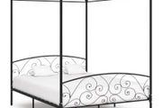 Canopy Bed Frame Black Metal 180x200 cm