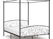 Canopy Bed Frame Black Metal 160x200 cm