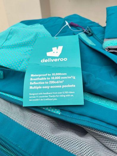 Deliveroo large bag and jacket