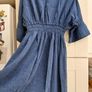 Navy Shire Waist Dress Image 2
