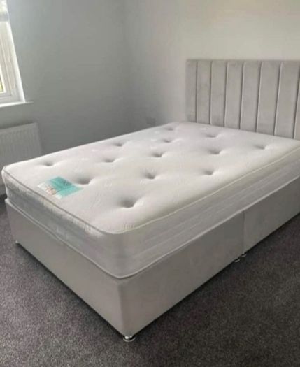 Brand New! Double Divan Bed Base headboard and mattress All together