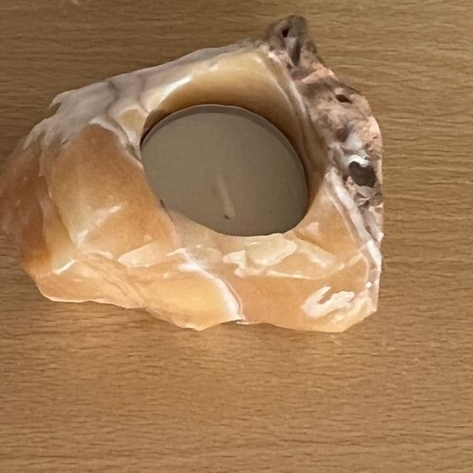 Crystal natural calcite tea light candle holder meditation