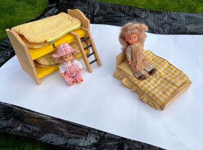Vintage Ananda Jane Dolls Bunkbeds and Bed and Clothes