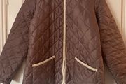 Vintage Lavenham Quilted Jacket - Light Brown + Cream Corduroy - Made In England - Size 16