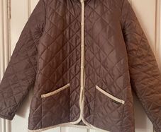 Vintage Lavenham Quilted Jacket - Light Brown + Cream Corduroy - Made In England - Size 16