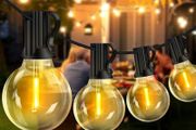 String Lights 65.5ft Garden Festoon Light Mains Powered with 30+3 Shatterproof G40 LED Bulbs, Waterproof Hanging Patio Lighting for Indoor Outside Gazebo Pergola Backyard Balcony Cafe Party
