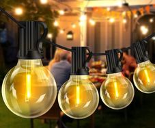 String Lights 65.5ft Garden Festoon Light Mains Powered with 30+3 Shatterproof G40 LED Bulbs, Waterproof Hanging Patio Lighting for Indoor Outside Gazebo Pergola Backyard Balcony Cafe Party