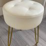 Dressing Table Makeup Vanity Stool Leather Round Footrest Chair White Image 3