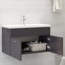 Sink Cabinet with Built-in Basin High Gloss Grey Chipboard Image 3
