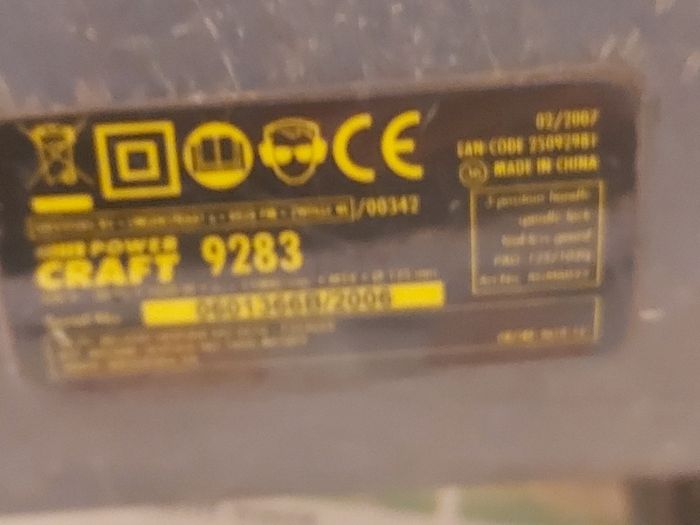 Power Craft 9283 Angle Grinder 230V 1020W 125mm 5 inch In Excellent condition and  Working Order