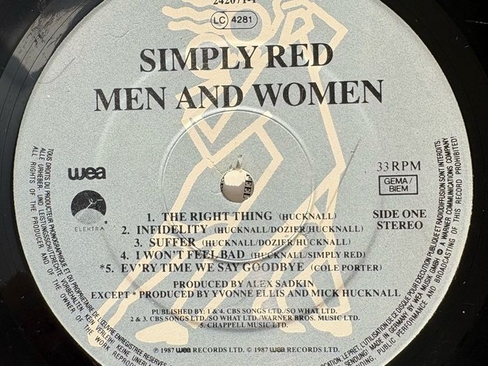 Mega-rare Irish pressing. Never, ever sold on Discogs. Simply Red - Men and Women. Please read description before bidding.