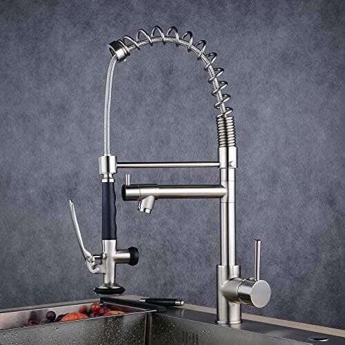 Professional Single Lever Chrome Spring Pre-Rinse Pull Out Sprayer Kitchen Taps, Commercial Deck Mounted Kitchen Pull Down Taps