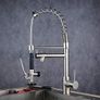 Professional Single Lever Chrome Spring Pre-Rinse Pull Out Sprayer Kitchen Taps, Commercial Deck Mounted Kitchen Pull Down Taps Image 7