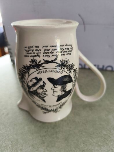 Authentic Leedsware Creamware 6 inches Tall Metamorphic Courtship Matrimony Lover Poem