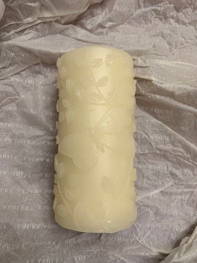 Laura Ashley Butterfly Pillar Candle NEW