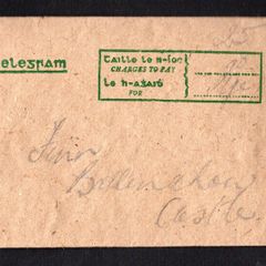 1945 Ireland Thurles (Durlas Eile handstamp on Telegram), Co. Tipperary Telegram Envelope and Contents
