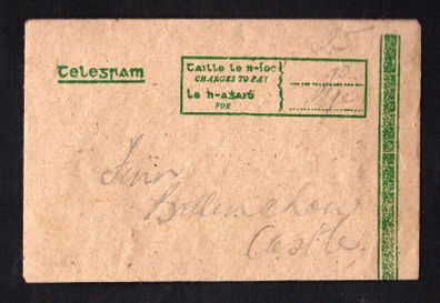 1945 Ireland Thurles (Durlas Eile handstamp on Telegram), Co. Tipperary Telegram Envelope and Contents