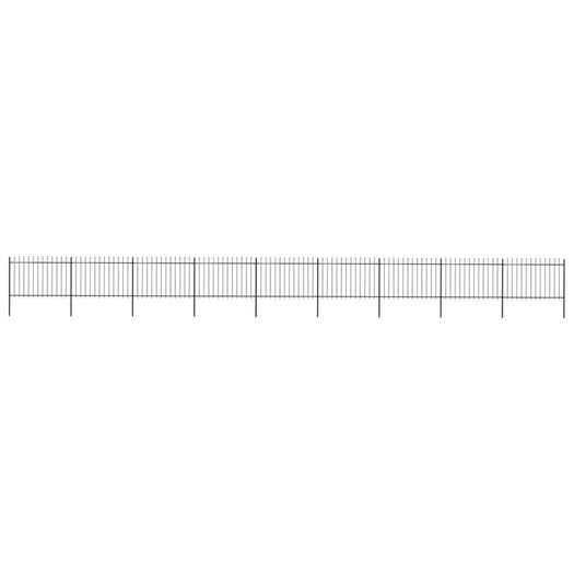 Garden Fence with Spear Top Steel 15.3x1.2 m Black
