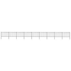 Garden Fence with Spear Top Steel 15.3x1.2 m Black