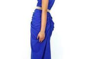 Virgos Lounge Blue Gold Party Occasion Bridesmaid Wedding Prom Maxi Dress Size 8 36