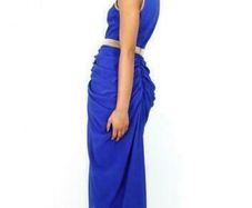 Virgos Lounge Blue Gold Party Occasion Bridesmaid Wedding Prom Maxi Dress Size 8 36