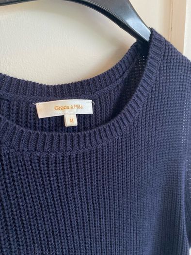 Grace & Mila Knit Sleeveless Navy Jumper with Tie Detail at the Side Size M Medium