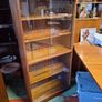 mid-century book case display glass doors teak Image 2