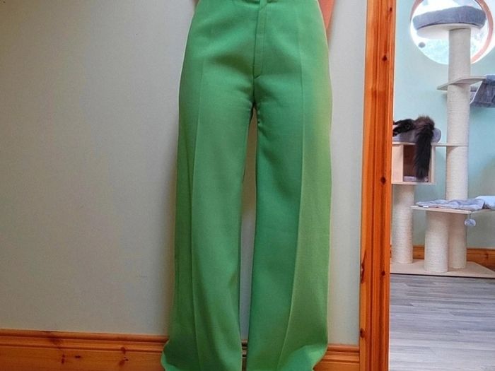 1960s Vintage Fusalp bright green wide leg tailored trousers