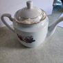 Vintage MEIKO Chinese White Porcelain Three Cup Roses Floral Pattern Golden Rim Teapot Retro Kitchen Image 7