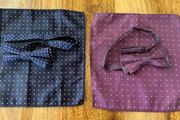 Set of 2 Polka Dot Dickie Bows and Matching Pocket Squares