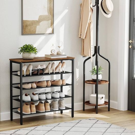 NEW SALE | Shoe Rack, 5-Tier Shoe Organizer, Shoe Storage Rack for 16-20 Pairs, Adjustable Mesh Shelves, Shoe Storage Unit for Entryway, Metal Frame, Sturdy, Industrial, Rustic Brown