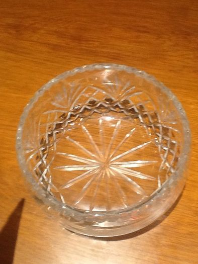 Crystal bowl with golfer engraved on side.