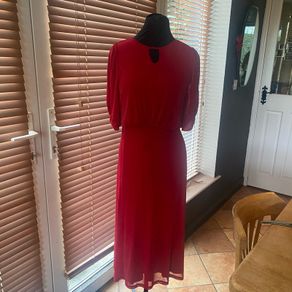 Red maxi dress.
